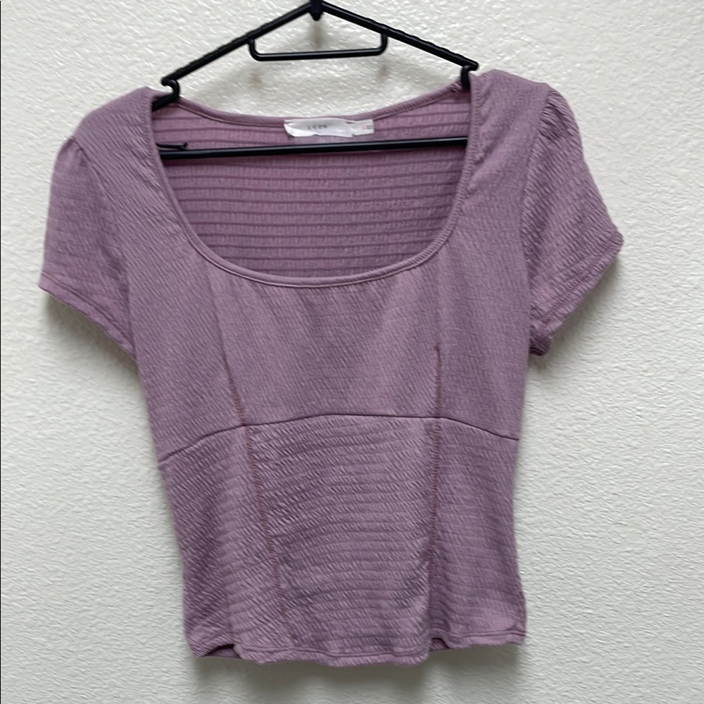 Lush Large Junior’s Lavender Lilac Color Ribbed Women's Top
